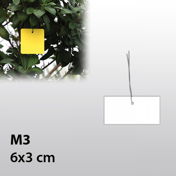 M3-Hängeetiketten mit Draht 6x3 cm